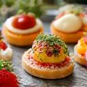 Elegant canapés on a serving tray