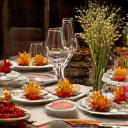 Gourmet dinner spread on a dining table