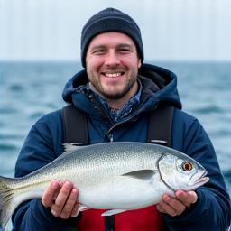 A friendly local fisherman from Riverside Fishery proudly holding a fresh catch.